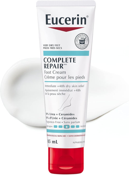Eucerin Complete Repair Moisturizing Foot Cream, Moisturizing Lotion with 10% Urea and Ceramides for Very Dry Feet, 85 mL
