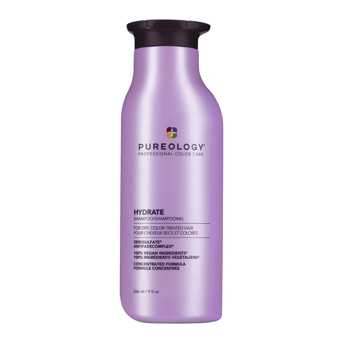 Pureology Hydrate Shampoo, Deep Moisture for Medium to Thick Dry Color-Treated Hair, Jojoba & Green Tea, Vegan, Sulfate-Free