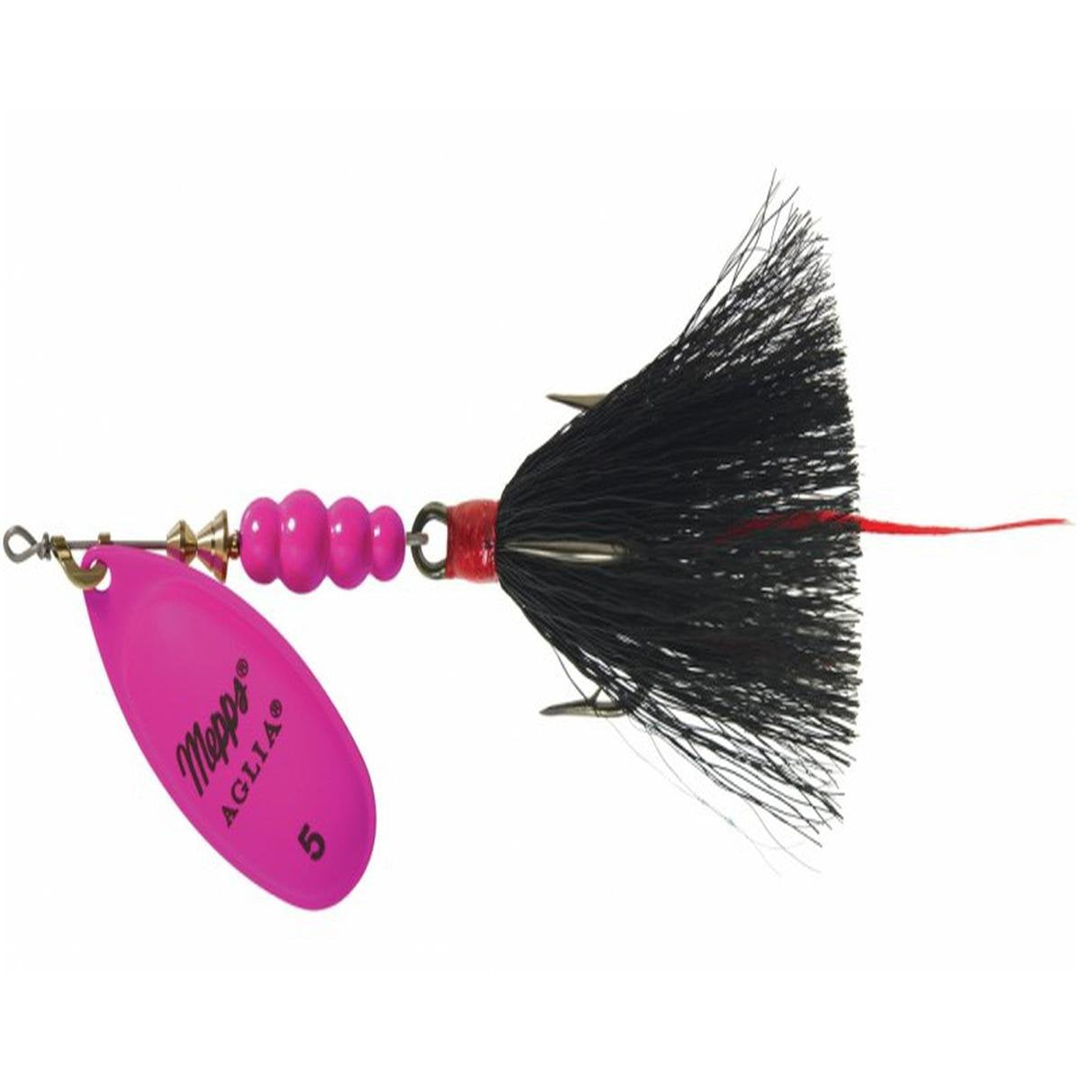 Mepp's Aglia Dressed Treble Fishing Lure, 1/2-Ounce, Hot Pink/Black Tail