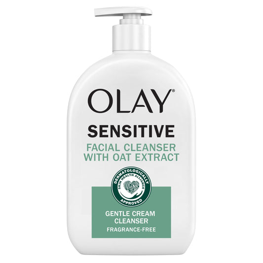 Olay Sensitive Facial Cleanser with Oat Extract Gentle Cream Cleanser, 473mL (16 fl oz)