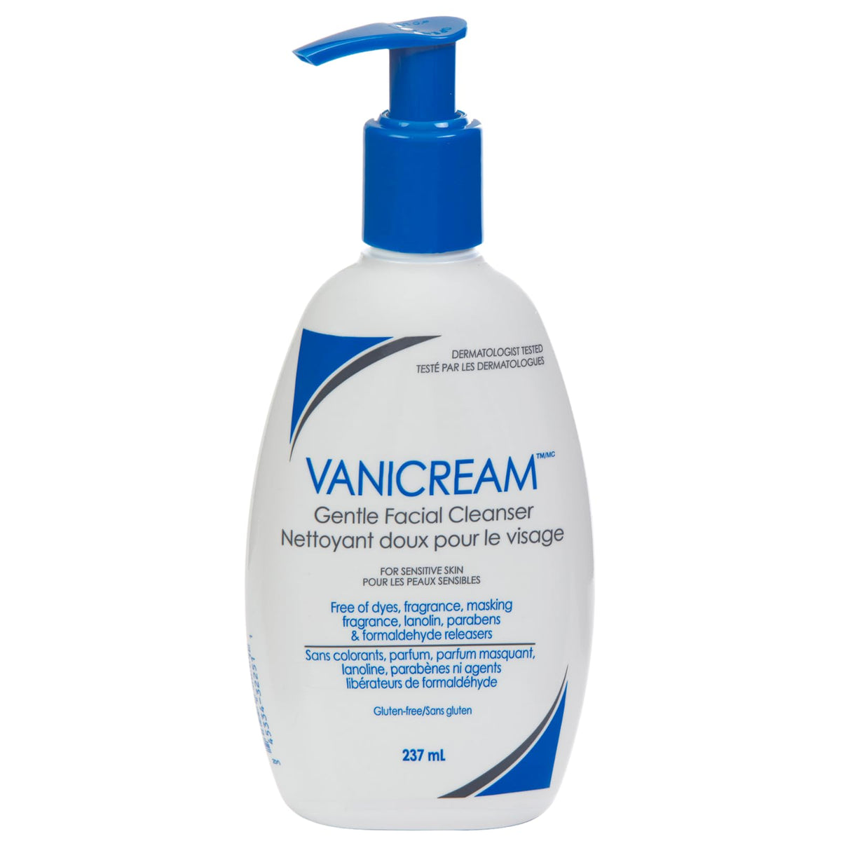 Vanicream Gentle Facial Cleanser, 237 mL – Sulfate-Free, Fragrance-Free, Dermatologist Tested for Sensitive Skin, Oil-Free, Gluten-Free, Daily Face Wash for Men & Women