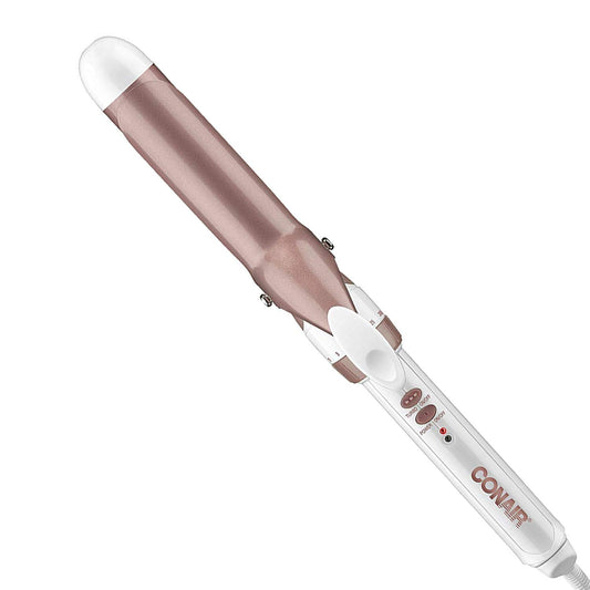 Conair CD702GNC Double Ceramic 1.25 Inch Curling Iron, 1 1/4 inch barrel creates loose curls – for short, medium, and long hair, High heat 375°F, Instant heat up, Anti-frizz control, Dual voltage