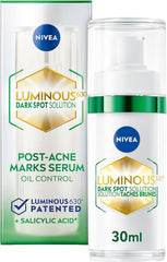 NIVEA LUMINOUS630 Dark Spot Solution Post-Acne Marks Face Serum for Combination and Oily Skin, Serum for Women with Hyaluronic and Salicylic Acid to Reduce Look of Post Acne Dark Marks, 30mL