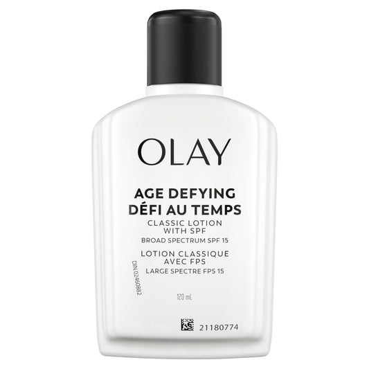 Olay Age Defying Classic Daily Renewal Lotion, Anti-Aging Moisturizer with SPF 15, Sun Protection, 120 mL