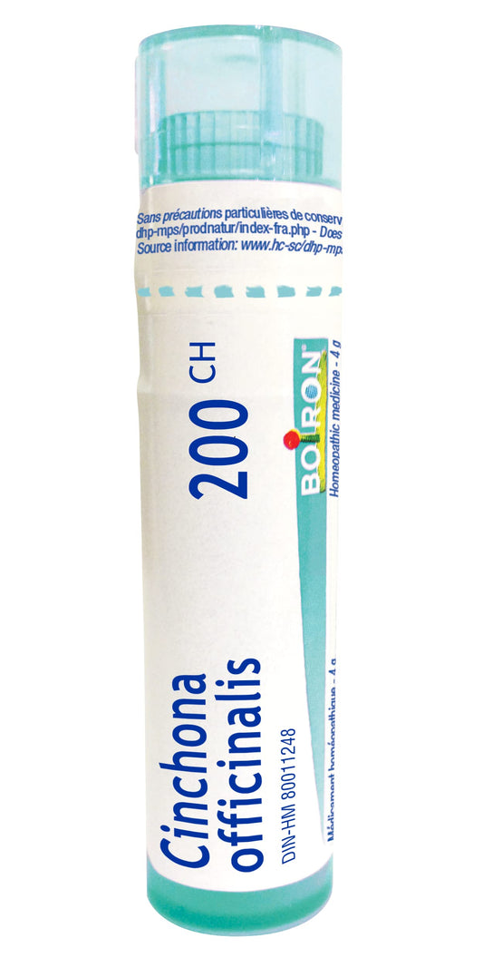 Boiron Cinchona officinalis 200ch,Homeopathic medicine. Each tube contains 4 g (approximately 80 pellets)