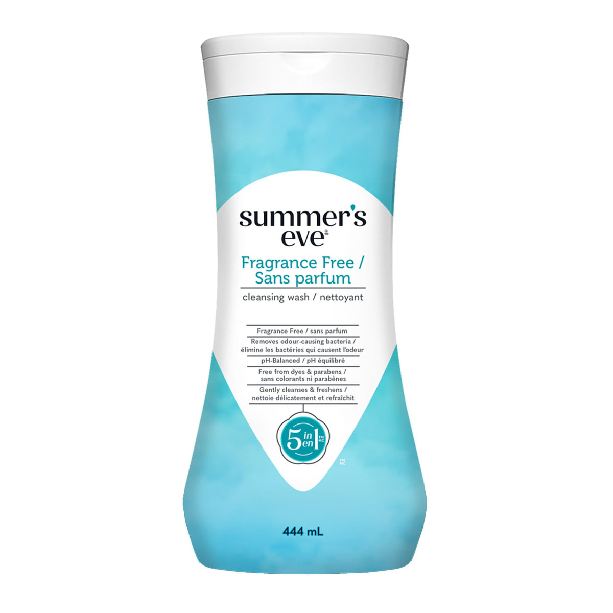 Summer's Eve Cleansing Wash, 5-in-1, Fragrance Free, 444 ml