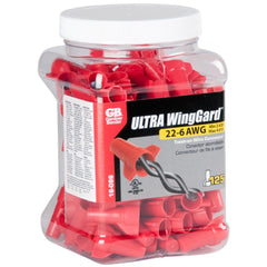 Gardner Bender 16-086 WingGard Ultra, Twist-On Wire Connectors with high-Leverage, Easy-on Wing-Type Design, #22 - #6 AWG, 125/Pack, Red