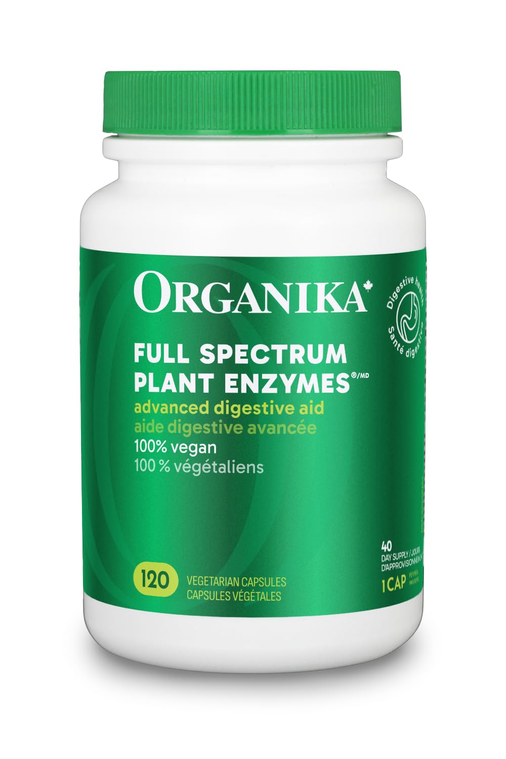 Organika Full Spectrum Plant Enzymes- Helps Break Down Carbs, Fat, Protein, Dairy- 120 vcaps
