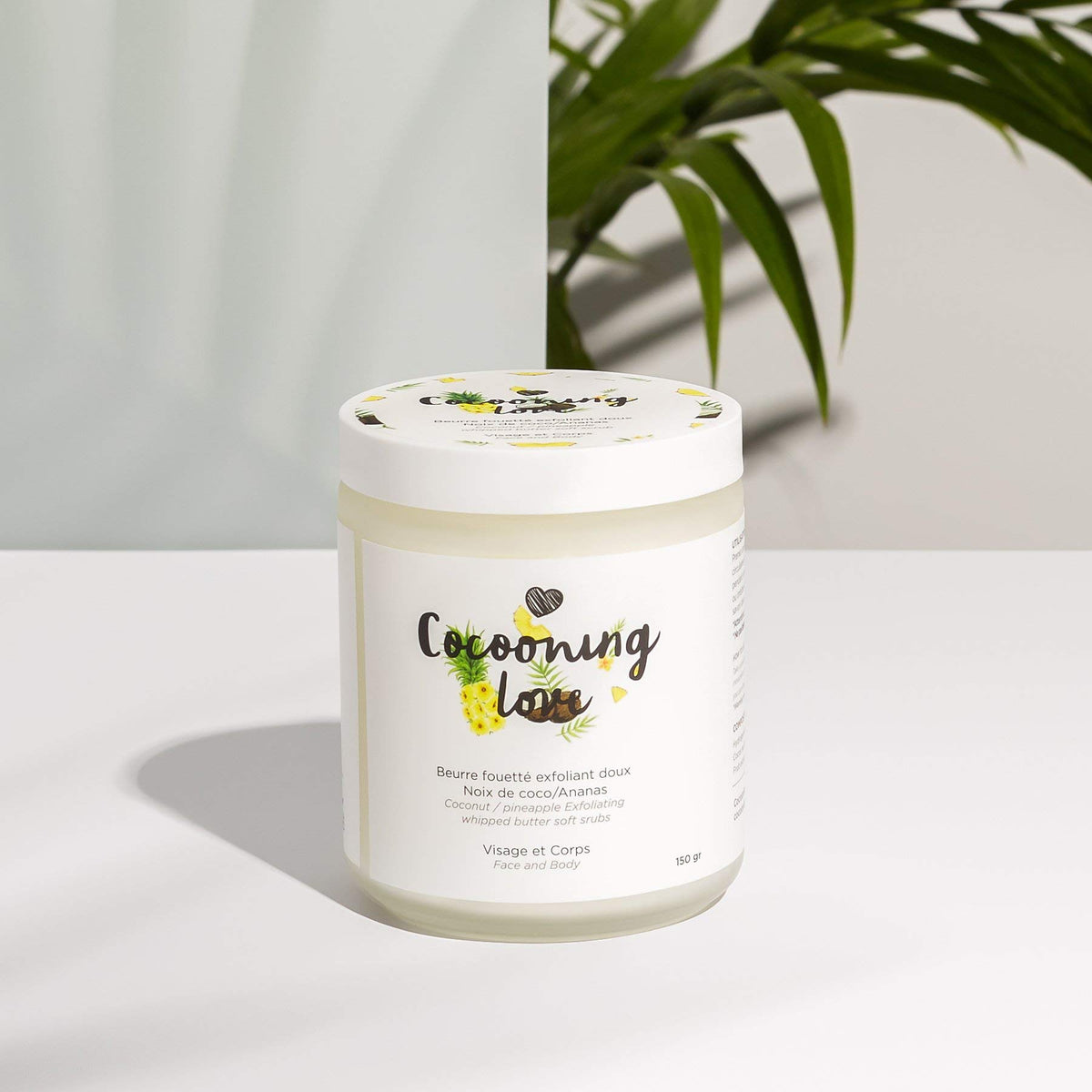 Cocooning Love 100% Natural and Vegan - Whipped Exfoliant - Pineapple and Coconut for All Skin Types, 150 Grams