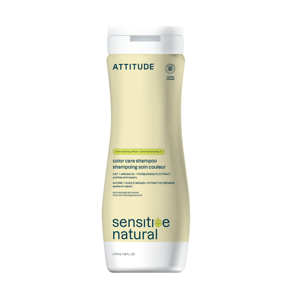 ATTITUDE Hair Shampoo, EWG Verified, Plant- and Mineral-Based Ingredients, Vegan and Cruelty-free Beauty and Personal Care Products, Color-Treated, Sensitive Skin, Argan Oil, 16 Fl Oz