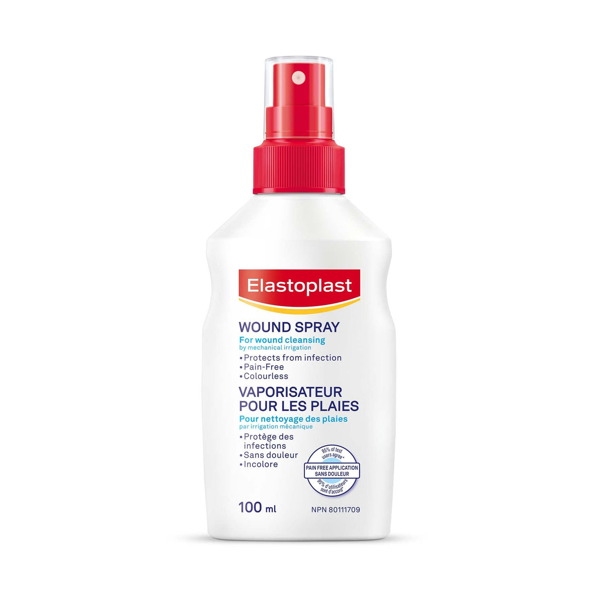 Elastoplast Wound Cleansing Spray, 100ml | Protects against infections | Fast and pain-free application | Colourless solution doesn’t stain clothes