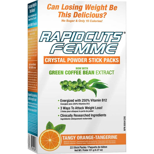 FEMME FIT RapidCuts Femme Crystals - All Natural 3-stage Fat Loss System - Orange Tangerine - 22 Count (665553200736)