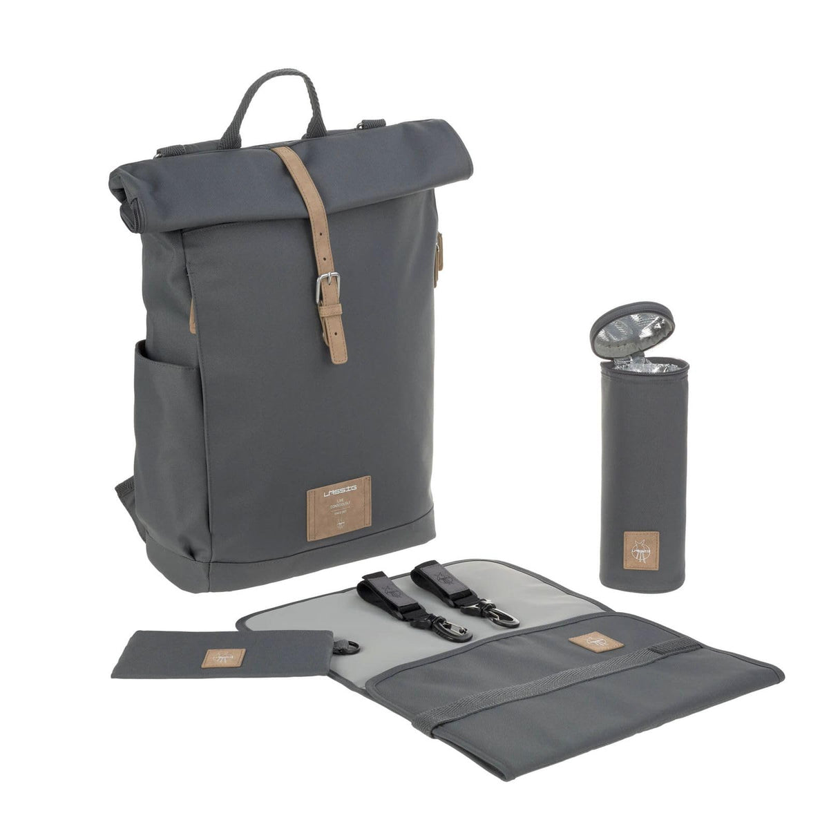 Lassig Green Label Rolltop Backpack Diaper Bag Anthracite