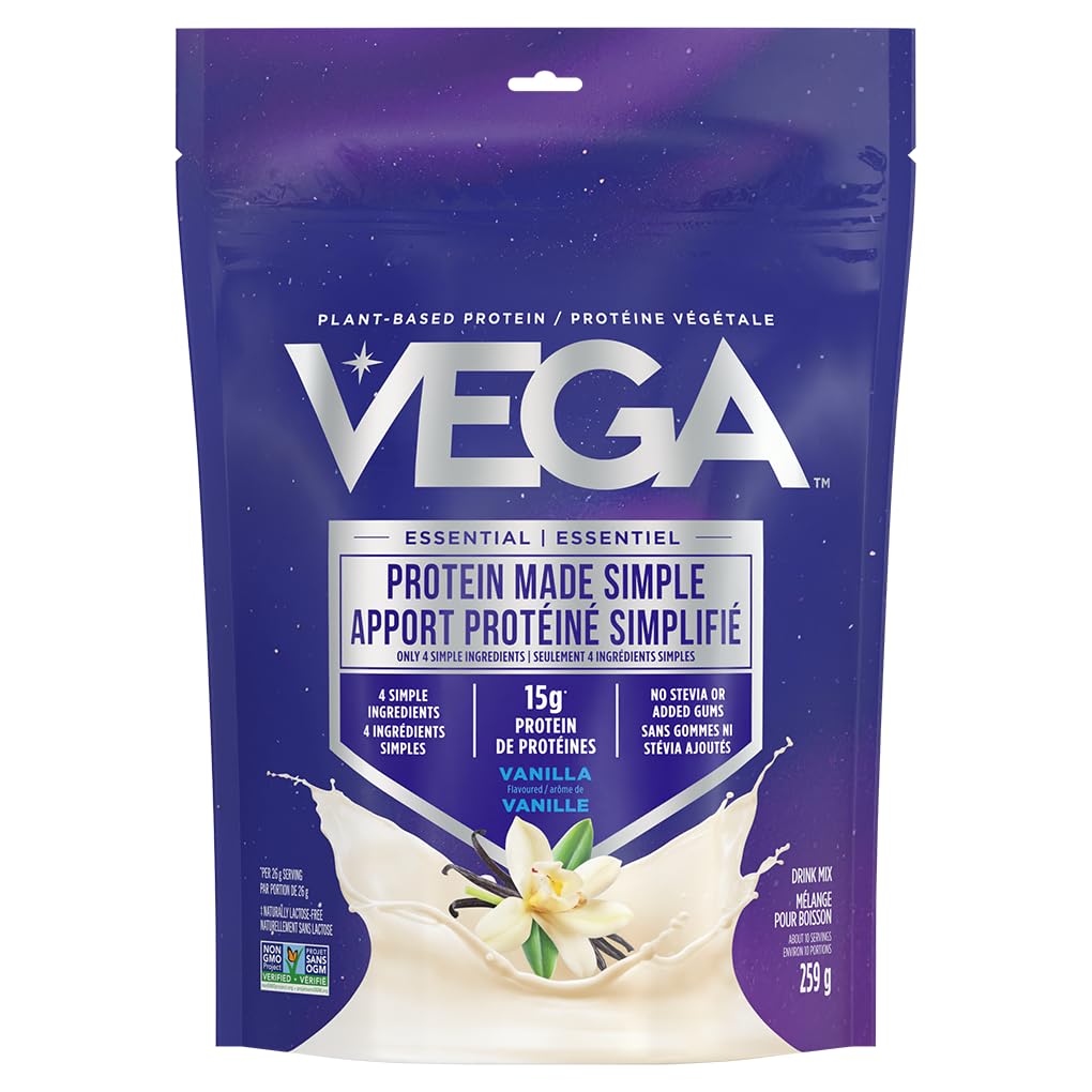 Vega Protein Made Simple Vanilla (10 Servings) Stevia Free Vegan Protein Powder, Plant Based, Healthy, Gluten Free, Pea Protein for Women and Men, 259g