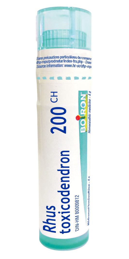 Boiron Rhus toxicodendron 200ch,Homeopathic medicine. Each tube contains 4 g (approximately 80 pellets)