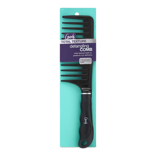 Goody Total Texture Detangling Handle Comb, Black - Wide Spaced Teeth Preserve Curl Definition, Pain-Free Hair Accessories for Women & Girls, Durable for Everyday and Professional Use
