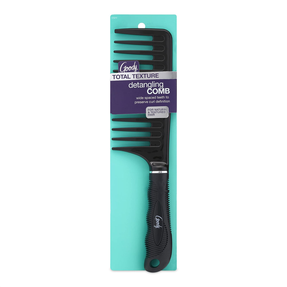 Goody Total Texture Detangling Handle Comb, Black - Wide Spaced Teeth Preserve Curl Definition, Pain-Free Hair Accessories for Women & Girls, Durable for Everyday and Professional Use
