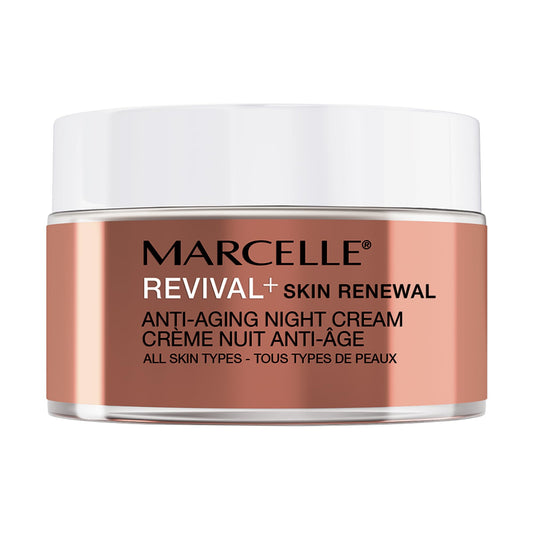 Marcelle Revival+ Skin Renewal Anti-Aging Night Cream, All Skin Types, 45+, Redensifying, Moisturizing & Smoothing, Cruelty-Free, Hypoallergenic, Paraben-Free, Fragrance-Free, Oil-Free, 50 mL