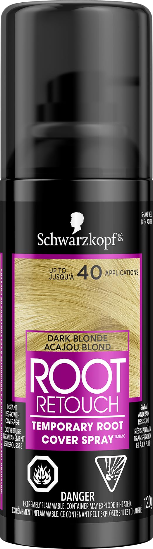 Schwarzkopf Root Retouch, Dark Blonde, Temporary Root Cover Spray, 120g, Instant Regrowth Coverage, Sweat and Rain Resistant