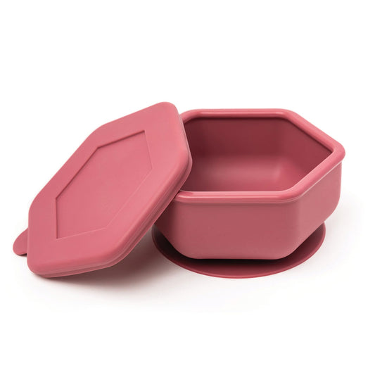 Tiny Twinkle Silicone Suction Bowl with Lid for Baby and Toddler - 100% Silicone - BPA Free - Microwave Safe - Strong Suction Bowls For Baby, Snack Containers For Toddlers (Burgundy, 13 oz.)