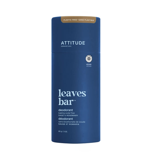 ATTITUDE Natural Deodorant, Made in Canada, Aluminum-free, Odor Control & Long Lasting, Nourishing Ingredients, Castor and Jojoba Oils, Baking Soda-free, EWG Verified, For Men and Women, Sage & Rosemary, 85 mL