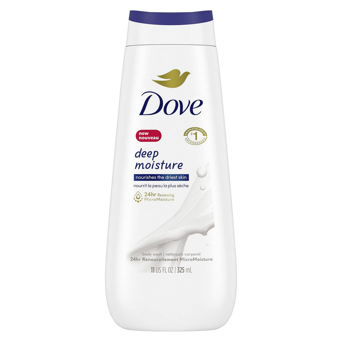 Dove Body Wash Deep Moisture for 24hr Lotion-Soft Skin Moisturizing Skin Cleanser with No Sulfates No Parabens 325 ml