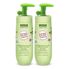WBM Care 3-in-1 Baby Shampoo, Body Wash & Conditioner 10 oz (Pack of 2) | Gentle, Nourishing Formula for Baby Hair & Skin | Tear-Free, Hypoallergenic