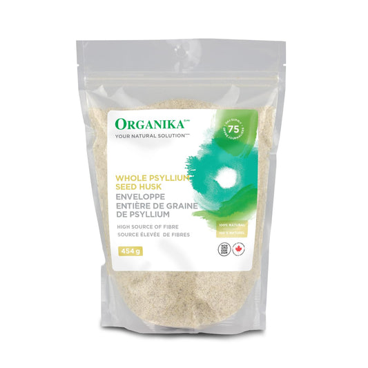 Organika Psyllium Seed Husk Whole- Excellent Source of Fibre, Aids in Digestion and Constipation- 454 G