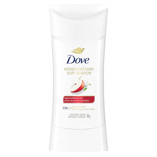 Dove Advanced Care Antiperspirant Deodorant for Women Apple & White Tea Scent with Pro-Ceramide Technology for Soft, Resilent Skin, 74g