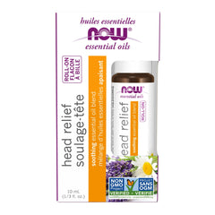 NOW Essential Oils, Head Relief Roll-On, Certified Non-GMO, Soothing Blend, Steam Distilled, Topical Aromatherapy, 10ml