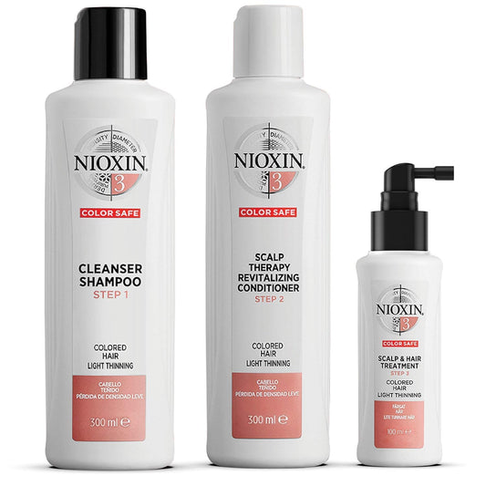 Nioxin Scalp + Hair Thickening System 3 - Hair Thickening System for Colored Or Dry Damaged Hair with Light Thinning, Full Size (Packaging May Vary)