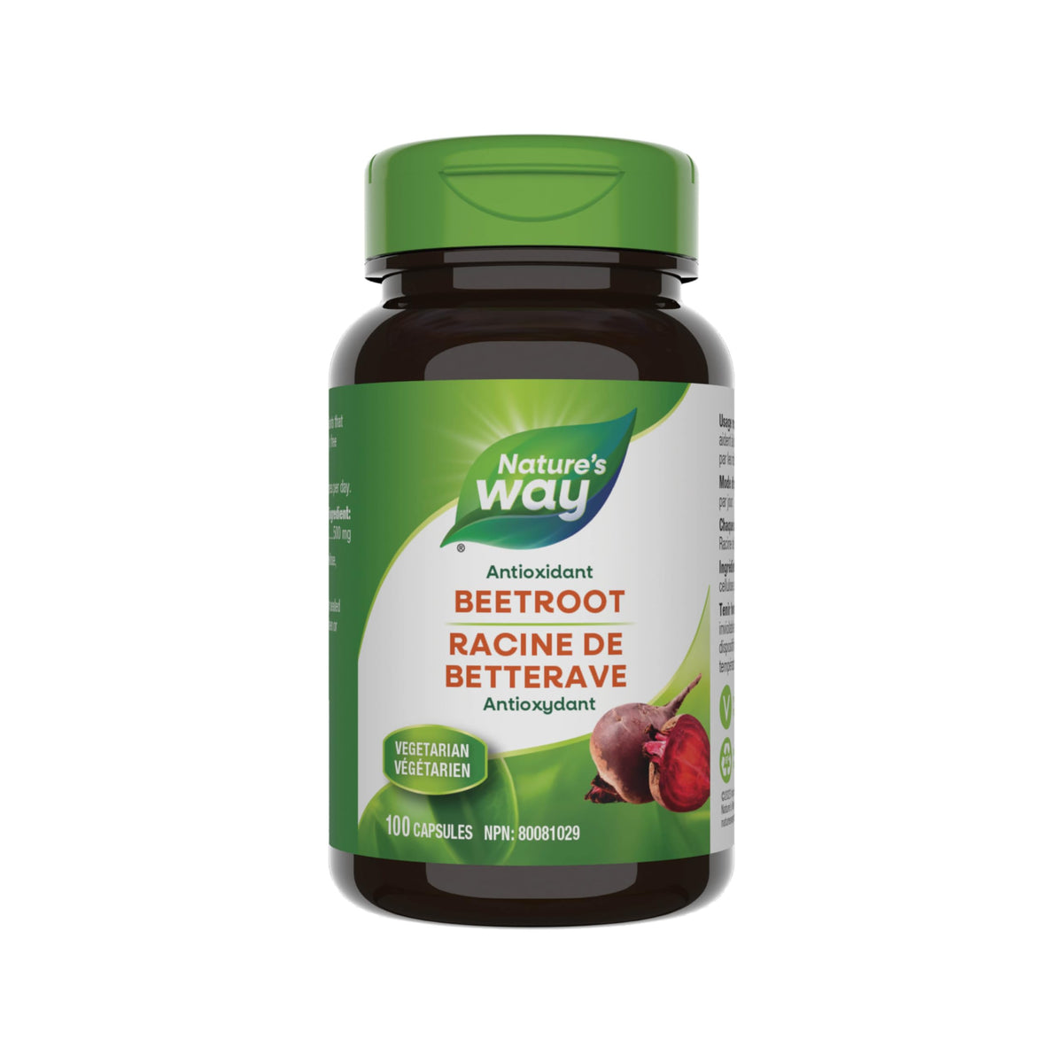 Nature's Way Beetroot Herbal Supplement Capsules – Antioxidant Support for Cell Protection – 500 mg per Capsule – Vegetarian & Gluten-Free – 100 Capsules