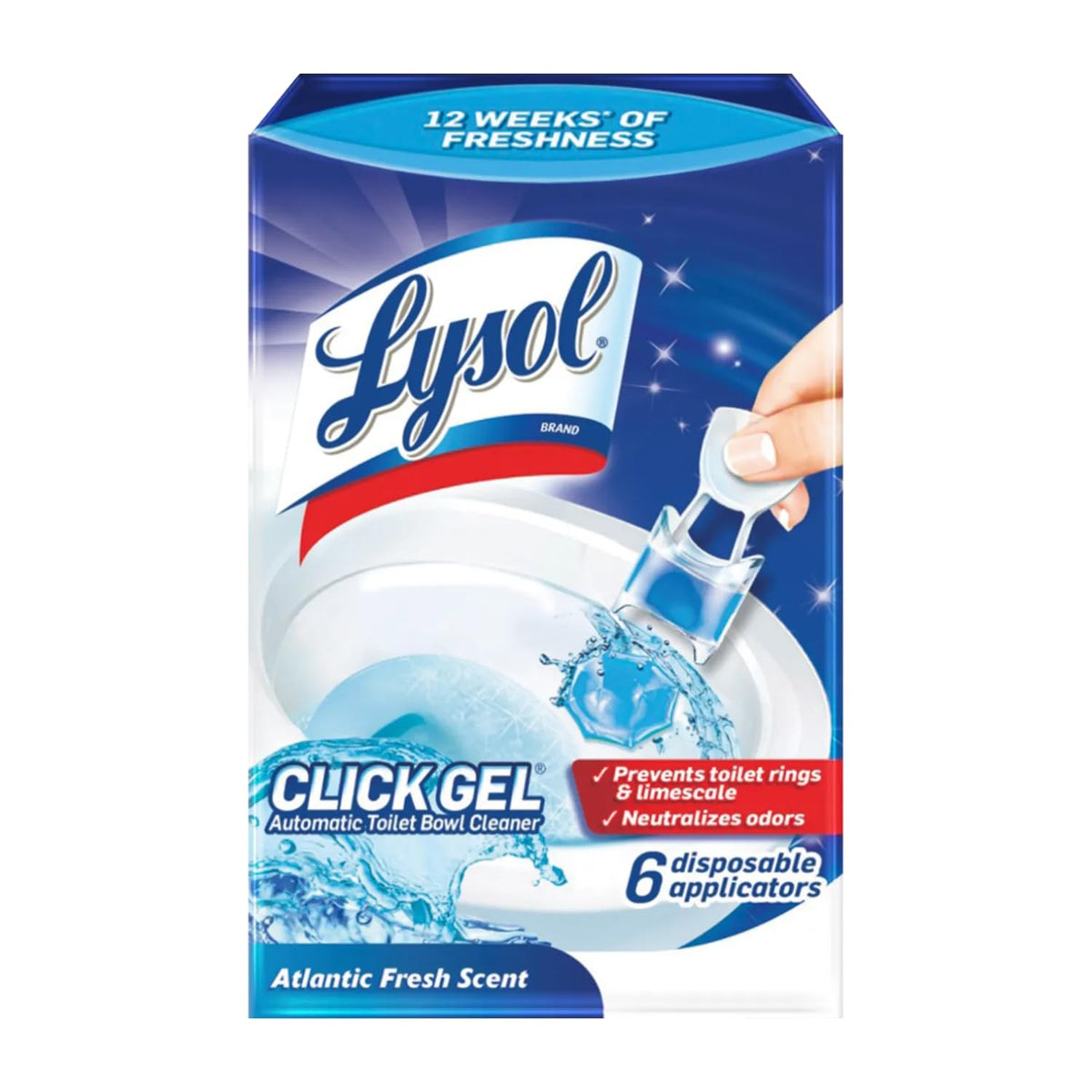 Lysol Click Gel Automatic Toilet Bowl Cleaner, For Cleaning and Refreshing, Spring Waterfall, 4 Applicator units