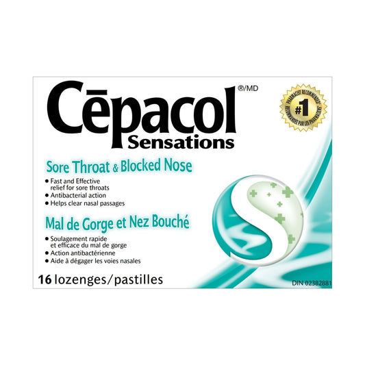 Cepacol Sensations Sore Throat and Blocked Nose, Sore Throat lozenges 16 count