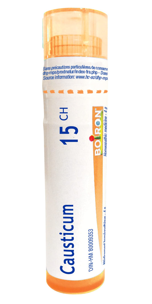 Boiron Causticum 15ch,Homeopathic medicine. Each tube contains 4 g (approximately 80 pellets)
