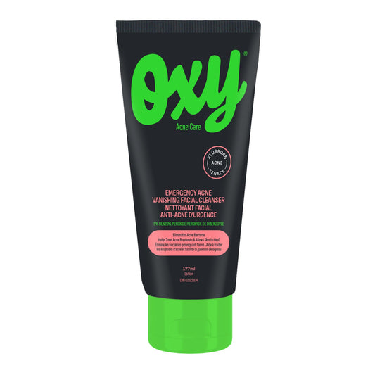 Oxy Emergency Acne Vanishing Facial Cleanser - 5% Benzoyl Peroxide – Stubborn Acne Control - Helps Treat, and Prevent Breakouts – Allows Skin to Heal - Fragrance Free - Dermatologist Tested