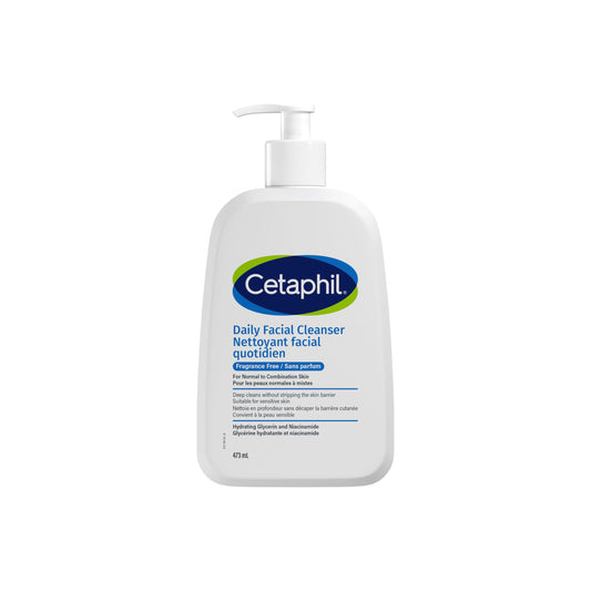 Cetaphil Daily Facial Cleanser Fragrance Free (473ml) - Deep Cleansing Face Wash, Ideal for Normal to Combination to Oily Skin, Dermatologist Tested