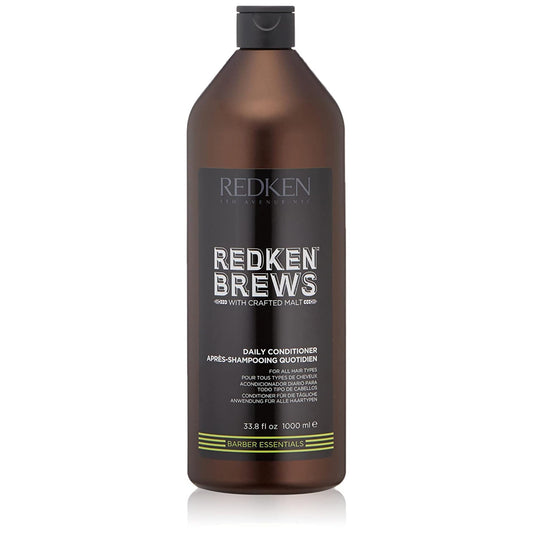 Redken Brews Conditioner, Daily for Men, With Protein Glycerin, Moisturizing Detangling, Hair Body Care, Essentials, Perfect Suitcase Gym, 1L