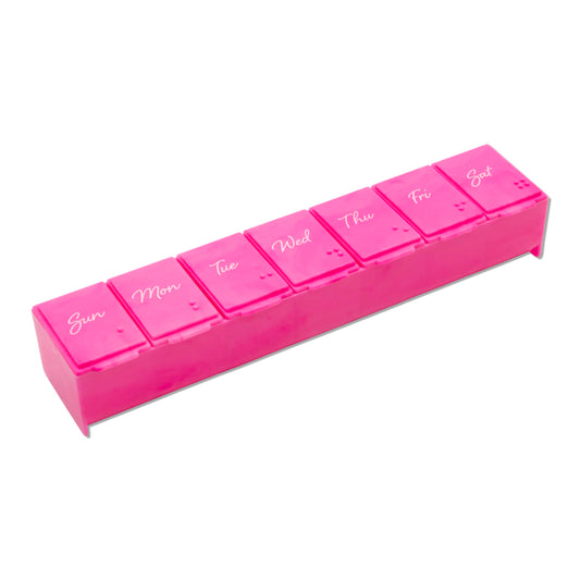 EZY DOSE Weekly (7-Day) Pill Case, Medicine Planner, Vitamin Organizer Box, Convenient and Easy to Use, Large Compartments, Pink, Travel-Friendly, Made in The USA