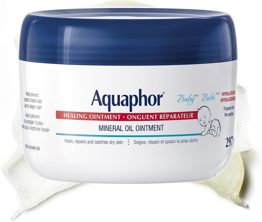Aquaphor Baby Healing Ointment for Baby's Sensitive Skin, Multipurpose Ointment Helps Prevent Diaper Rash, Fragrance Free, Non Greasy and Non Comedogenic Body Moisturizer, Recommended by U.S. Pediatricians, 297g