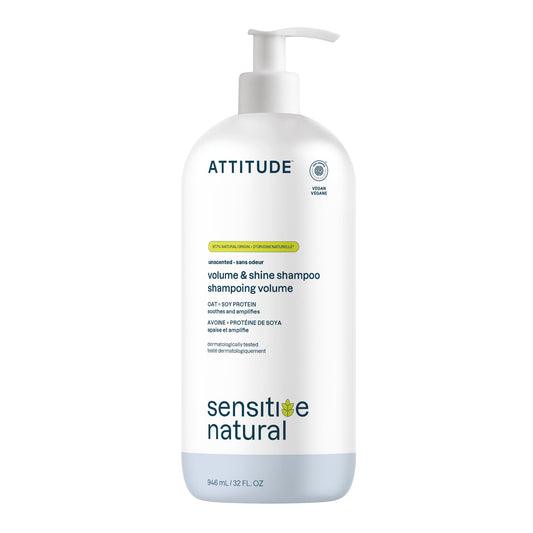ATTITUDE Volume and Shine Hair Shampoo for Sensitive Dry Scalp, Made in Canada, EWG Verified, Soothing Oat, For Thin Hair, Naturally Derived Ingredients, Vegan and Plant-Based, 946 mL