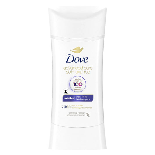 Dove Advanced Care Antiperspirant Deodorant Stick, Invisible Sheer Fresh, for 72-hour Sweat & Odour Protection, 74g