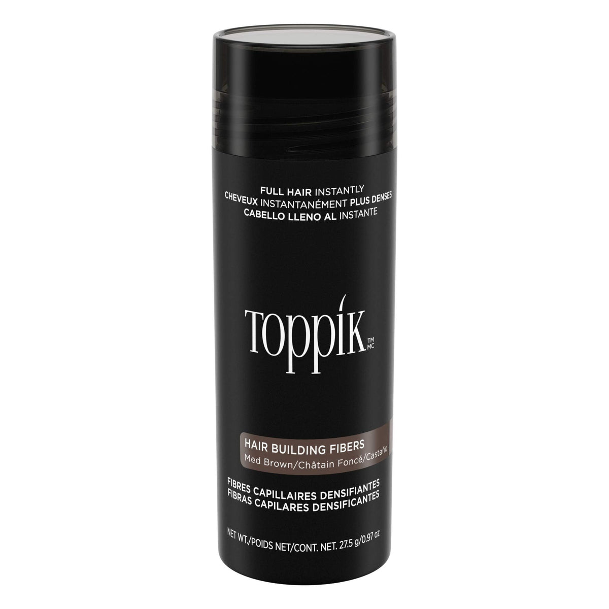 TOPPIK Hair Building Fibers For Instantly Fuller Hair, Medium Brown, 27.5 g, Fill In Fine Or Thinning Hair, Instantly Thicker Looking Hair, Multiple Shades For Men & Women