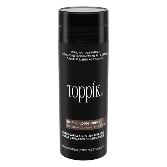 TOPPIK Hair Building Fibers For Instantly Fuller Hair, Medium Brown, 27.5 g, Fill In Fine Or Thinning Hair, Instantly Thicker Looking Hair, Multiple Shades For Men & Women