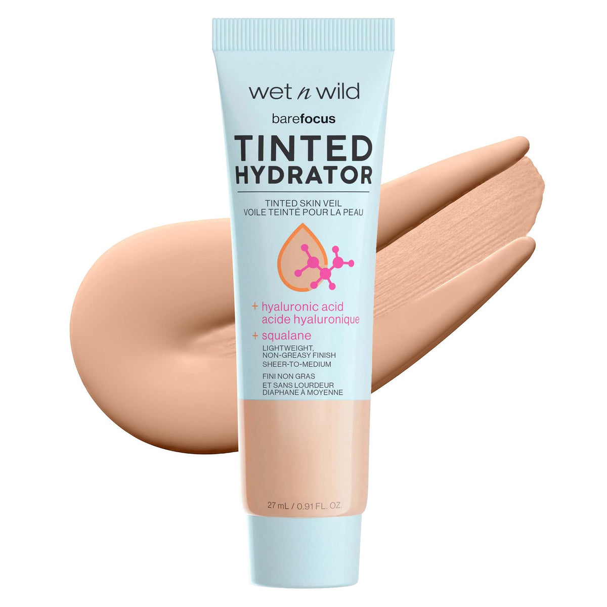 wet n wild Bare Focus Tinted Hydrator Matte Natural Finish, Oil-Free Tinted Face Moisturizer Makeup, Hyaluronic Acid, Squalane, Sheer To Medium Coverage – Light