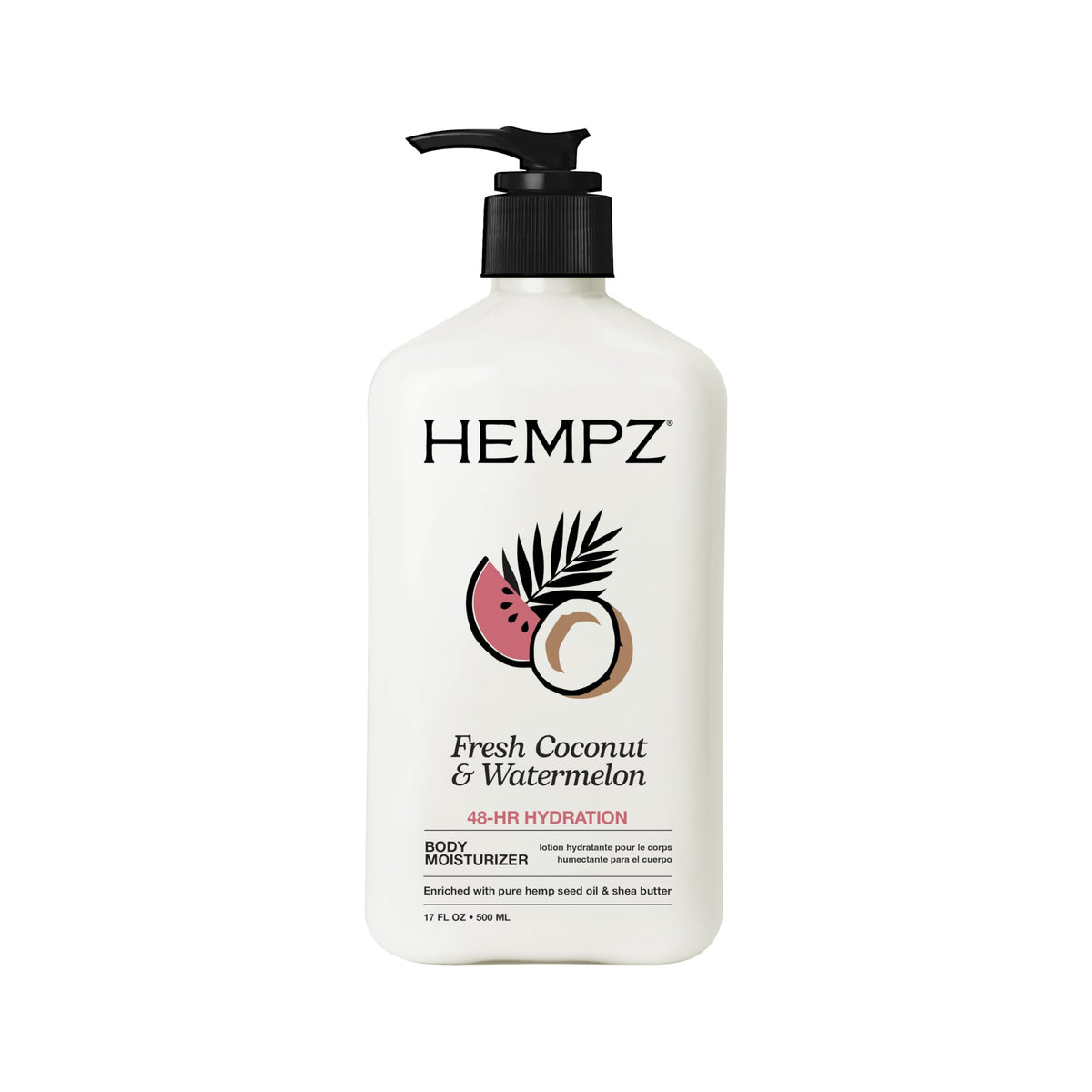 Hempz Body Lotion - Fresh Coconut & Watermelon Daily Moisturizing Cream, Shea Butter Body Moisturizer - Skin Care Products, Hemp Seed Oil - Large