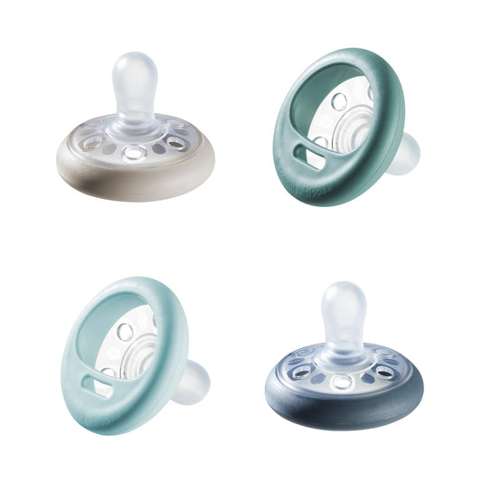 Tommee Tippee Breast-Like Pacifier, Skin-Like Texture, Symmetrical Design, BPA-Free Binky, 6-18 months, Pack of 4 Pacifiers