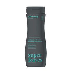 ATTITUDE 2in1 Shampoo and Body Wash, Made in Canada, EWG Verified, Plant and Mineral-Based, Vegan Personal Care Products, Black Willow and Aspen, 473 mL