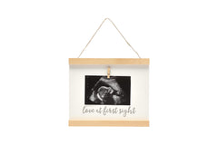 Pearhead Sonogram Love at First Sight Wall Art, Wooden Clip Baby Keepsake Frame, Gender-Neutral Baby Girl or Baby Boy Nursery Décor Accessory, Pregnancy Announcement Picture Frame