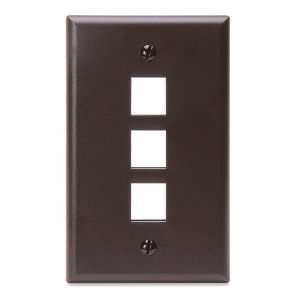 Leviton 41080-3BP QuickPort Wallplate, Single Gang, 3-Port, Brown